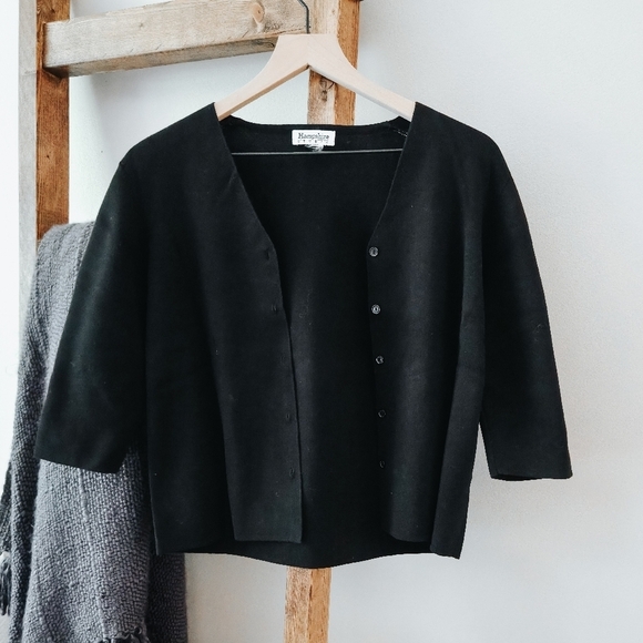 Hampshire Studio Boo! Sweaters - Vintage Hampshire Studio Black Button-Front Cardigan (Size M)